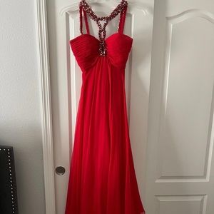 Red Sherri Hill Dress Size 4 PETITE